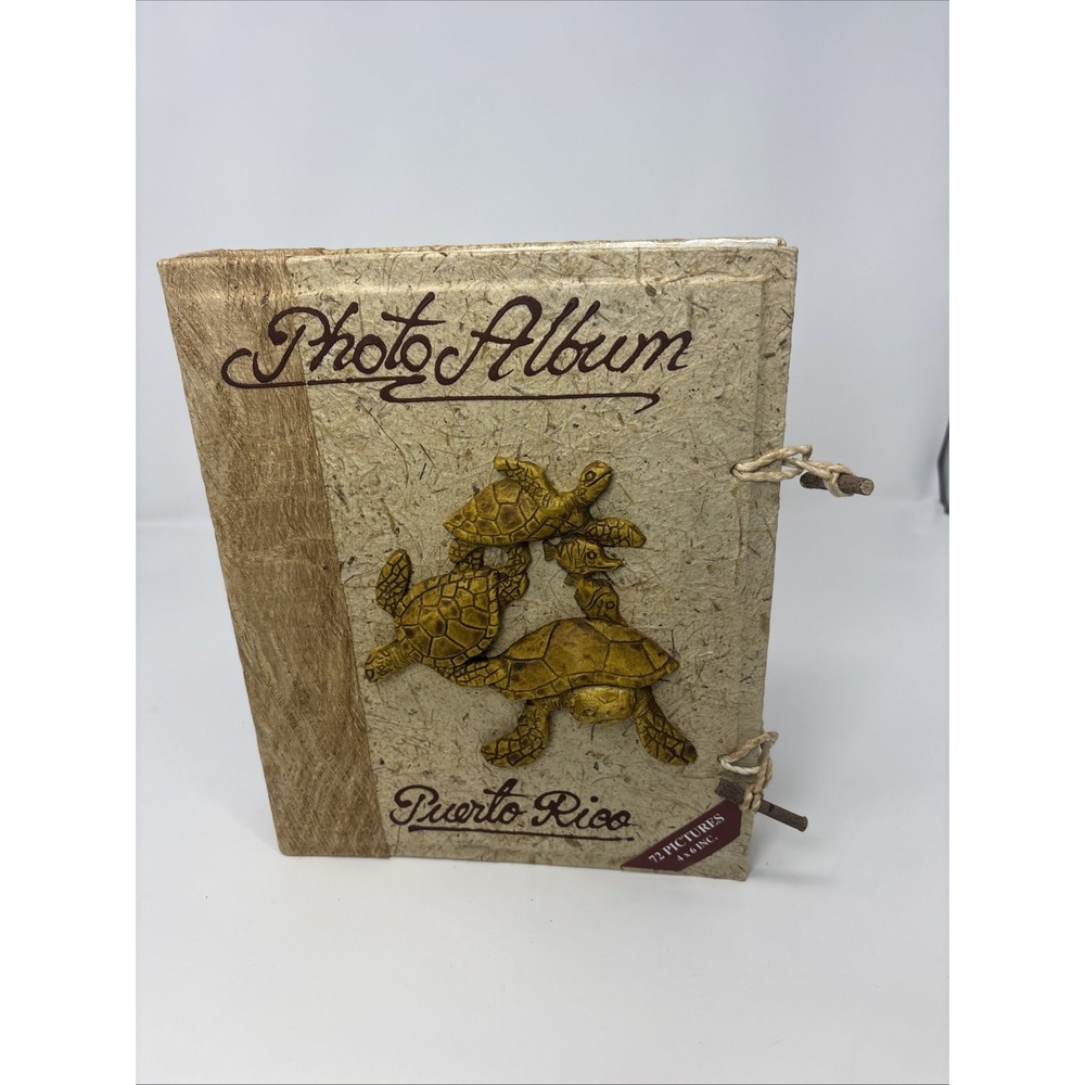 Puerto Rican Photo Album Sea Turtle Design Handmade Fiber Paper 4X6 72 Photos